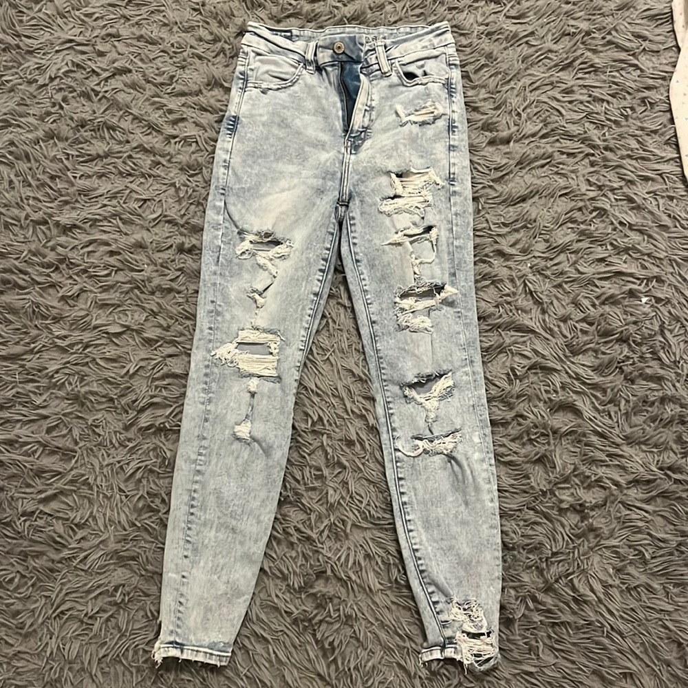 Blue, American Eagle ripped next level stretch, skinny jeans